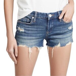 Blank NYC The Astor Cut-Off Denim Mid  Rise Shorts Jean Distressed Blue Size 30